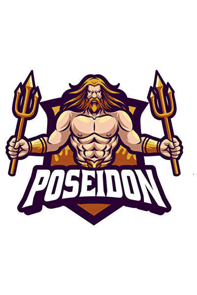 StoryGift Romania Sticker Eticheta 40CM Cu Poseidon, Zeu, Mitologie Greaca, T...