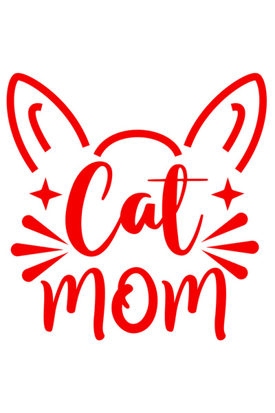 StoryGift Romania Sticker Autocolant 70CM Exterior cu ilustratie afisand urechi de pisica si mesajul "Cat mom" -