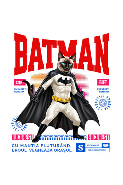 StoryGift Romania Sticker Adeziv 90CM cu Siamez / Siamese Pisica In Costum de...