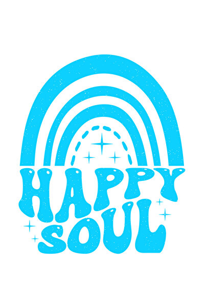 StoryGift Romania Sticker Exterior cu niste porti si cu textul "Happy soul" - suflet fericit , Vinyl Albastr