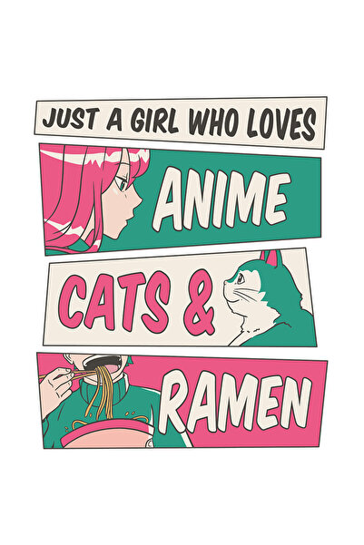 StoryGift Romania Sticker Autocolant 70CM Anime Cats & Ramen, cu Margini Albe, PVC Vinyl 70 cm