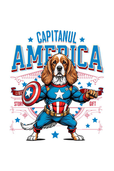 StoryGift Romania Sticker 70CM with Cocker Spaniel Dog in Captain America Costume with Cape, Hero