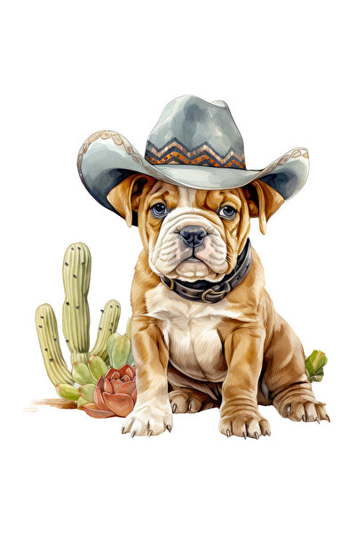 StoryGift Romania Sticker Autocolant 70CM cu un catel cu palarie de cowboy, i...