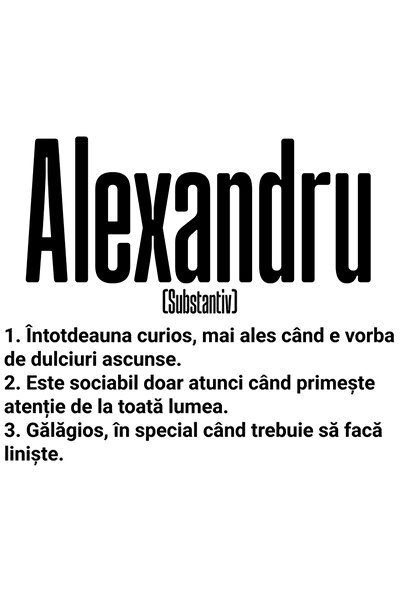 StoryGift Romania Sticker Eticheta 40CM Cu Numele Alexandru, Cu Mesaj Amuzant...