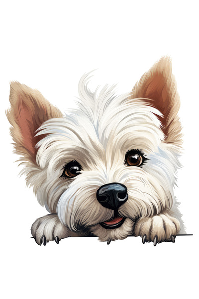 StoryGift Romania Sticker Cu O Catelusa Alba, Ilustratie, De Talie Mica, Blan...