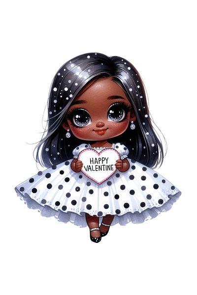 StoryGift Romania Sticker Autocolant 70CM cu o fetita de culoare care tine o inimioara pe care scrie "Happy Vale