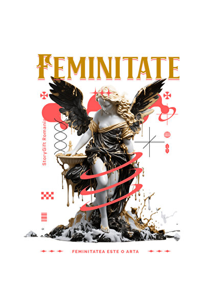 StoryGift Romania Sticker Autocolant 70CM Adeziv Statuie Text Feminitatea Este O Arta cu Margini Albe, PVC Vinyl