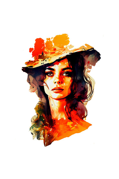 StoryGift Romania Sticker Autocolant 70CM Cu Pictura Portret Fata Cu Palarie ...