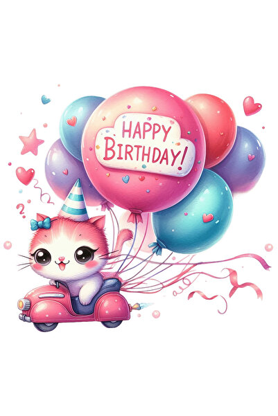 StoryGift Romania Sticker Adeziv 90CM cu o pisicuta vesela care se plimba cu ...