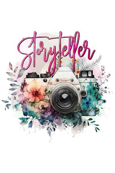 StoryGift Romania Sticker Eticheta 50CM cu mesajul "Storyteller", povestitor, ilustratie, activitate, flori, apa