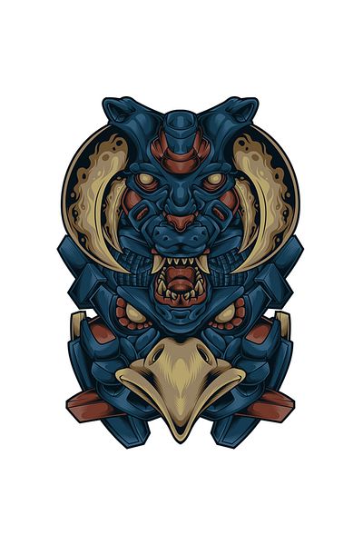 StoryGift Romania Sticker 70CM With Totem, Mecha, Robot, Eagle, Tiger, Horns, SF, with White Edges, P