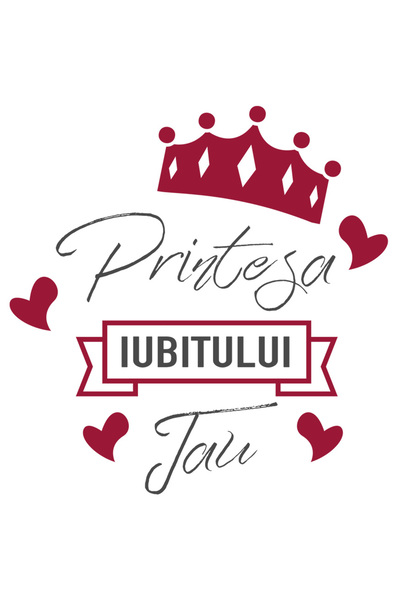 StoryGift Romania Sticker Cu Text Printesa Iubitului Tau, Coroana Regala, Iub...
