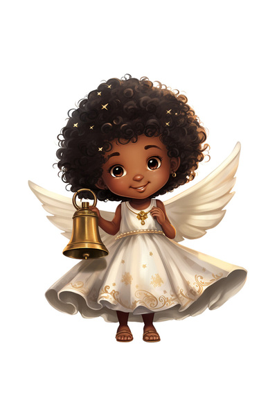 StoryGift Romania Sticker Cu O Fetita De Culoare Cu Aripi De Ingeras, Ilustra...