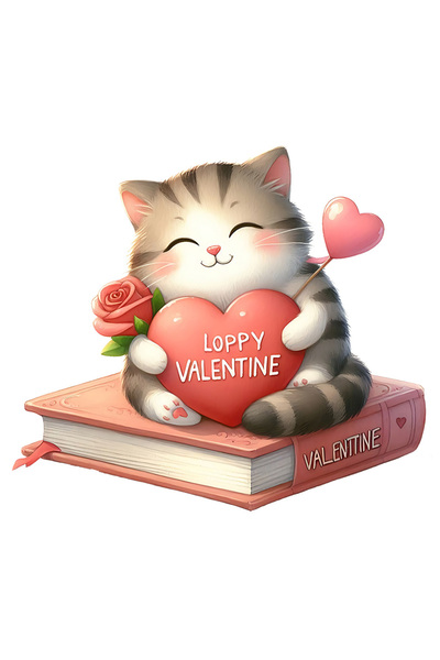 StoryGift Romania Sticker Adeziv 90CM cu o pisicuta fericita care tine o inim...