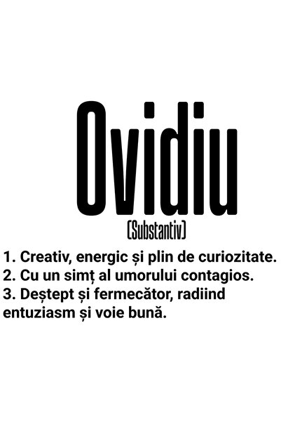 StoryGift Romania Sticker Eticheta 50CM Cu Numele Ovidiu, Cu Mesaj Motivation...
