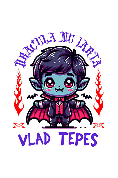 StoryGift Romania Sticker Adeziv 90CM cu Vampir Vlad Tepes Hallowen Colti, Li...