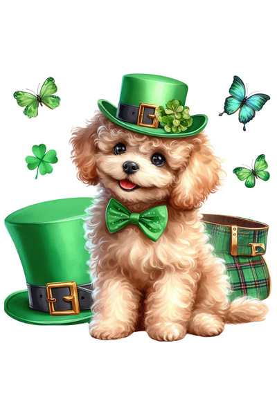 StoryGift Romania Sticker Eticheta 40CM cu un catel care poarta o palarie ver...