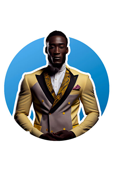 StoryGift Romania Sticker Cu Portret, Barbat, Costum, Batista, Cu Margini Alb...