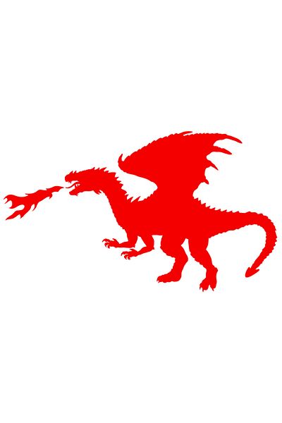 StoryGift Romania Sticker Exterior cu un dragon care sufla flacari , Vinyl Rosu, 50 cm