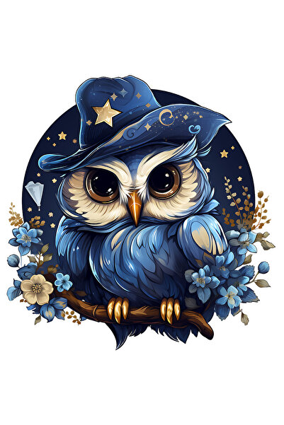 StoryGift Romania Sticker Eticheta 50CM cu o bufnita, ilustratie, palarie de ...