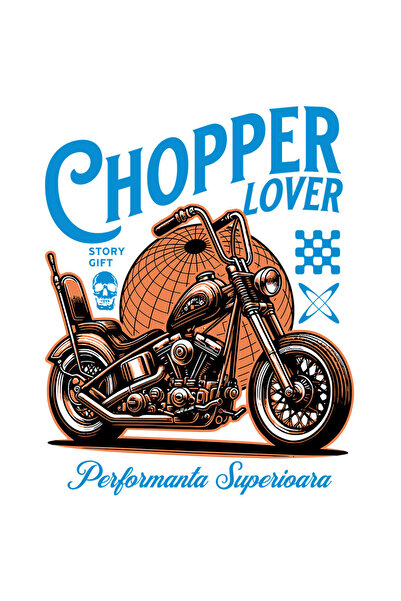 StoryGift Romania Sticker Autocolant 70CM cu Motocicleta Vintige Pasiune Hobby Performanta Viteza Text Chopper L