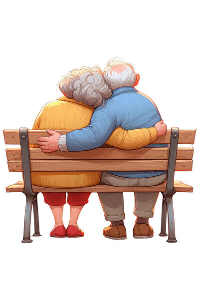 StoryGift Romania Sticker Adeziv 90CM cu o bunicuta si un bunic, ilustratie, ...