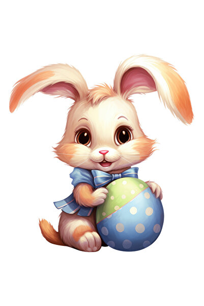 StoryGift Romania Sticker Eticheta 40CM cu un iepuras care tine un ou vopsit,...