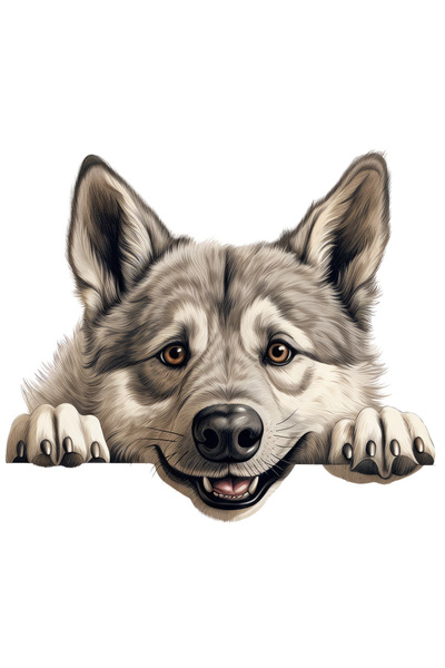 StoryGift Romania Sticker Adeziv 90CM cu un lup care se uita peste gard, ilus...