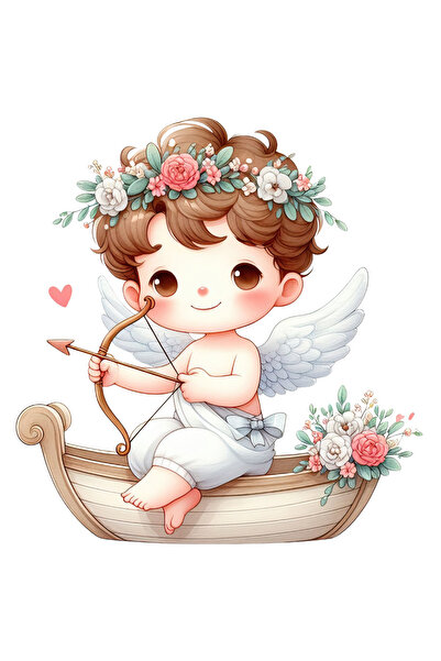 StoryGift Romania Sticker Adeziv 90CM cu un bebelus vesel care trage cu arcul, ilustratie, Cupidon, Valentine's
