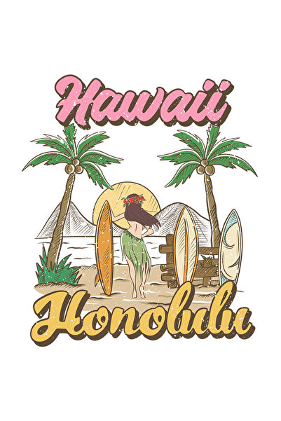 StoryGift Romania Sticker Eticheta 40CM cu mesajul "Hawaii, Honolulu", vara, ...