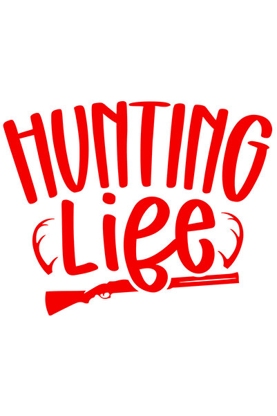 StoryGift Romania Sticker Autocolant 70CM Exterior cu o pusca si textul "Hunting life" - viata de vanator , Viny