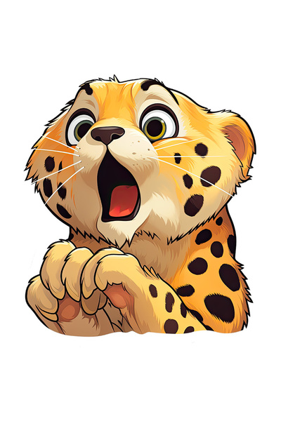 StoryGift Romania Sticker Autocolant 70CM cu un pui de jaguar fricos, ilustra...