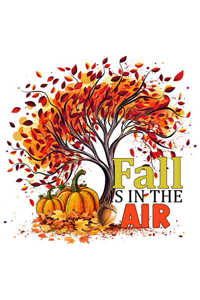 StoryGift Romania Sticker Cu Un Copac Care Se Scutura Cu Mesajul "fall Is In The Air", Toamna, Ilustratie, E