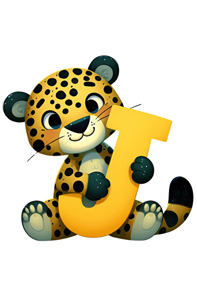 StoryGift Romania Sticker Eticheta 50CM cu un jaguar cu litera "J", ilustrati...