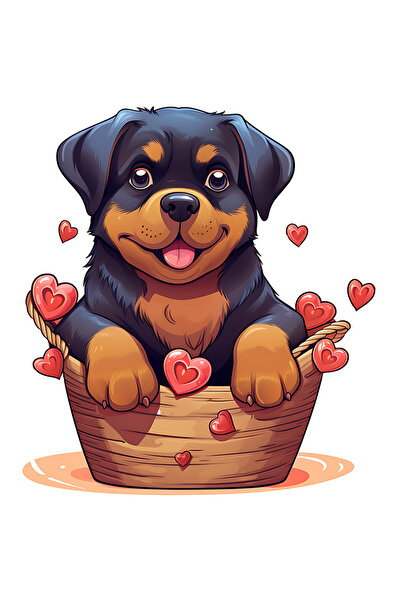 StoryGift Romania Sticker Eticheta 50CM cu un catel Rottweiler care sta intr-...