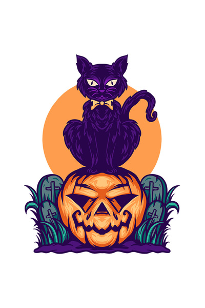 StoryGift Romania Sticker Autocolant 70CM Cu Halloween: Pisica, Dovleac, Cimi...