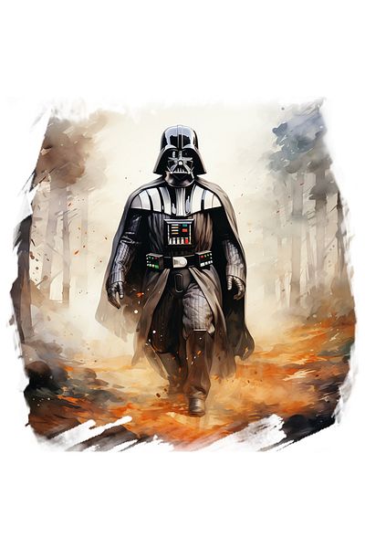 StoryGift Romania Sticker Autocolant 70CM Cu Darth Vader, Star Wars, Padure, Foc, Raufacator, SF, cu Margini Al