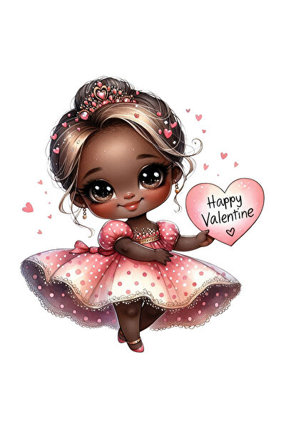 StoryGift Romania Sticker Autocolant 70CM cu o fetita dragalasa, ilustratie, rochita, roz, coronita, inimioara c