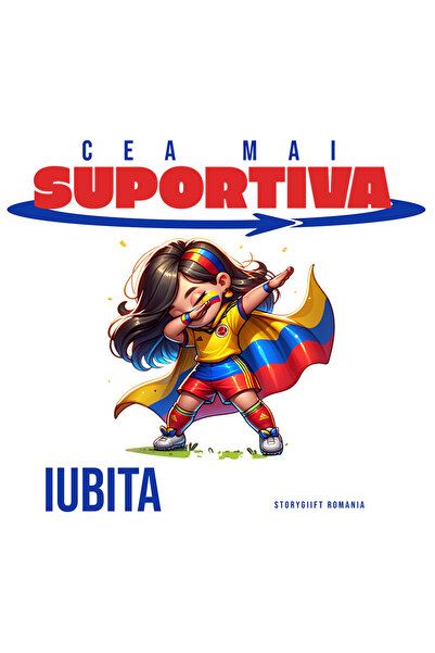 StoryGift Romania Sticker Autocolant 70CM Adeziv Cea Mai Suportiva Iubita Fan nr 1 cu Margini Albe, PVC Vinyl 70 cm