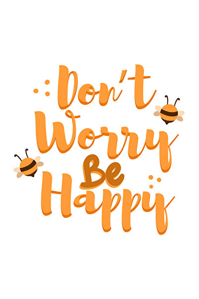 StoryGift Romania Sticker Eticheta 50CM Cu Text Haios In Engleza Don't Worry Be Happy, Albinute Zburand Libere,