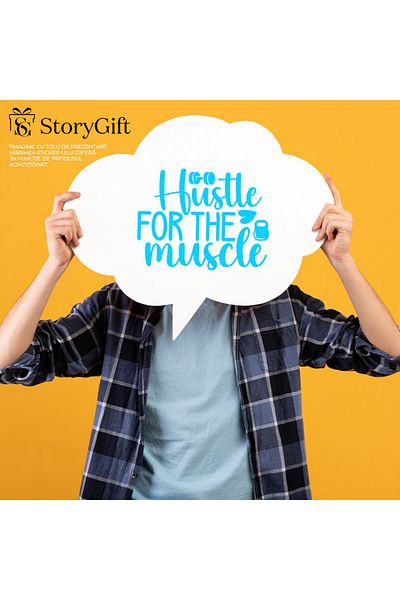 StoryGift Romania Sticker Label 40CM Exterior with message urging you to work for muscles - training