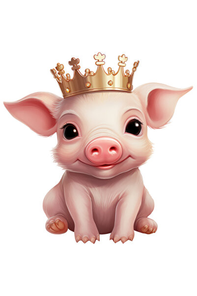 StoryGift Romania Sticker Autocolant 70CM cu un purcelus care poarta o coroan...