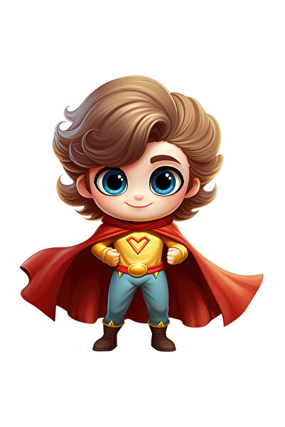 StoryGift Romania Sticker Eticheta 50CM cu un baiat erou, ilustratie, pelerin...