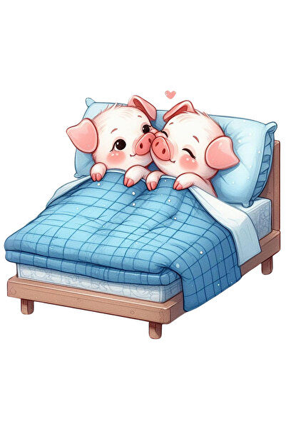 StoryGift Romania Sticker Eticheta 40CM cu o purcelusa si un purcel, ilustrat...