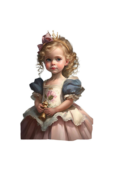 StoryGift Romania Sticker Cu Fata Mica Printesa In Rochita Alb Cu Roz, Coroan...