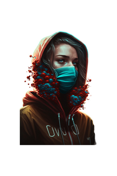 StoryGift Romania Sticker Adeziv 90CM cu Portret Femeie cu Masca Sanitara, Ha...