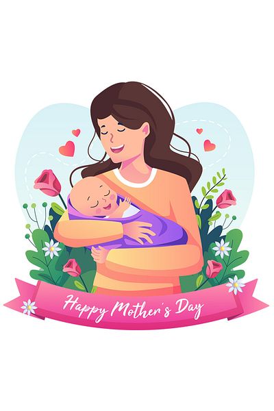 StoryGift Romania Sticker Eticheta 50CM Cu Mesaj In Engleza Happy Mother's Day, Ziua Mamei, Bebelus, Copil, Flor