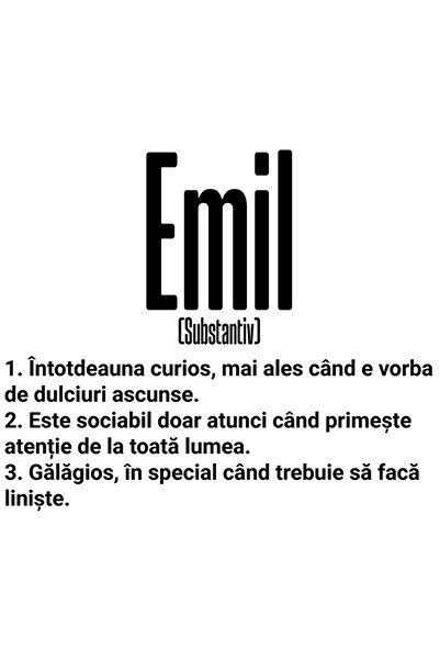 StoryGift Romania Sticker Adeziv 90CM Cu Numele Emil, Cu Mesaj Amuzant, Curio...