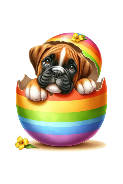 StoryGift Romania Sticker Cu Un Catel Timid Care Iese Dintr-un Ou Spart, Ilus...