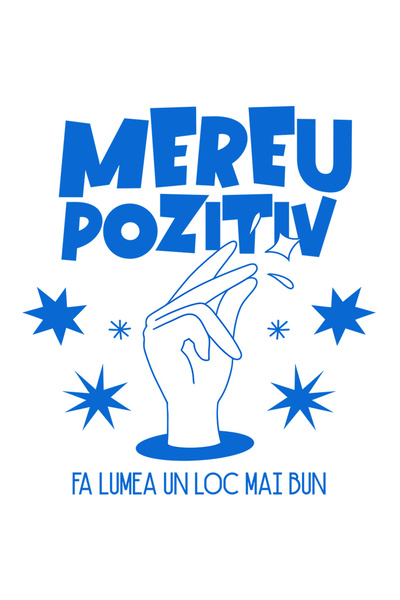 StoryGift Romania Sticker Autocolant 70CM cu Mana Umana Pocnind Din Degete Stele Text Mereu Pozitiv Fa Lumea Un